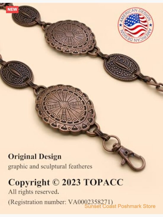 Western Metal Concho Belt Cowgirl Chain Belt for Dresses Jeans Country Concert main image 4